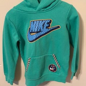 Nike Kids Teal Hoodie with Blue Logo